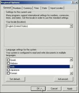 Bengali font settings in Windows 2000
