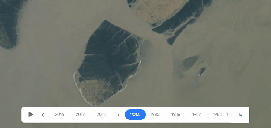 ১৯৮৪ খ্রিস্টাব্দ থেকে ২০১৮ খ্রিস্টাব্দ পর্যন্ত নিঝুম দ্বীপের ভূ-উপগ্রহচিত্রের ধারাবাহিক সংকলন (কৃতজ্ঞতা: Google EarthEngine)